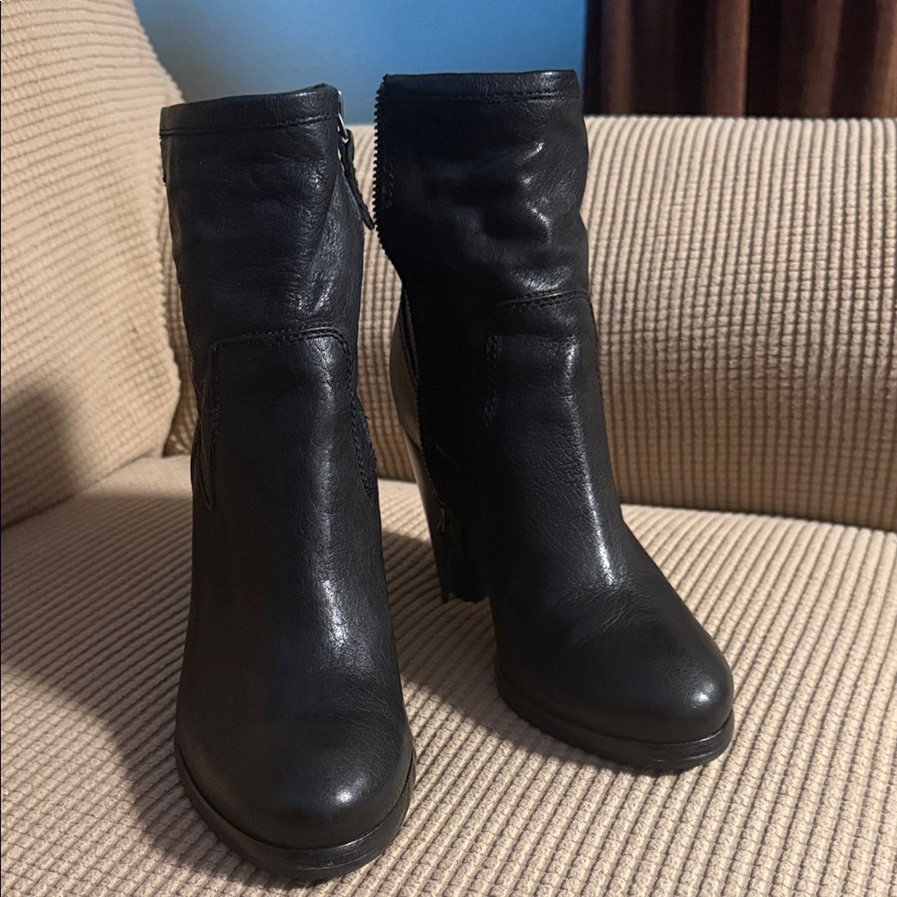 Frye Black Leather Ankle Boots